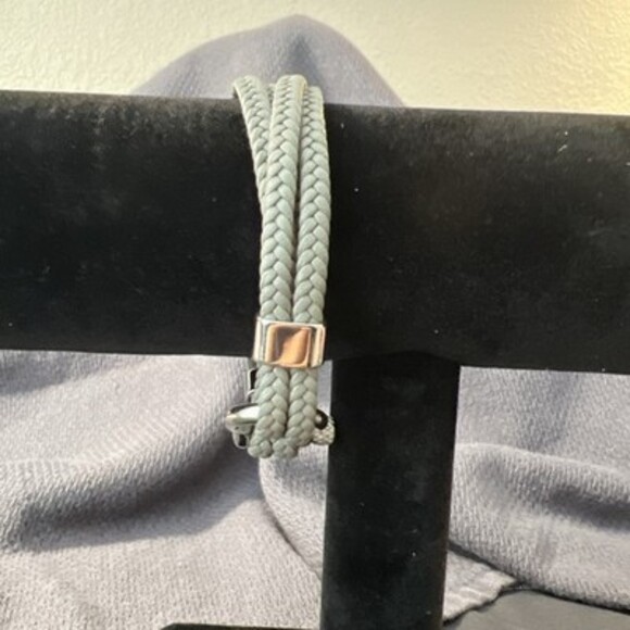 Men’s leather braided bracelet Grey - Picture 3 of 8